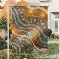 Aboriginal Dot Painting Garden Flag Fish Rarrk