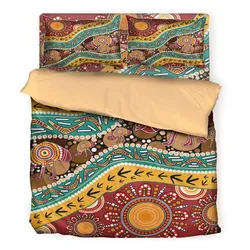 Aboriginal Dot Painting Bedding Set Hunting Emu