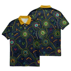 Aboriginal Dot Painting Polo Shirt Circle Of Ancestors Blue