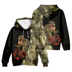 Lest We Forget Hoodie Barbed Wire Fern Leaf Zip Up Hoodie