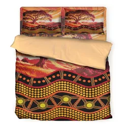 Aboriginal Urban Bedding Set Roots Of Country Red Orange Dot Painting