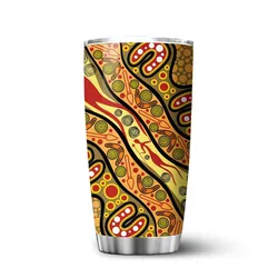 Aboriginal Dot Painting Tumbler Hunting Journey Ochre