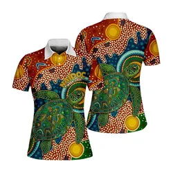 Aboriginal Dot Painting Women Polo Shirt Green Sea Turtle NAIDOC Week 2026