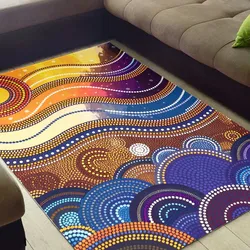 Aboriginal Dot Painting Carpet Rug Ocean Journey Blue