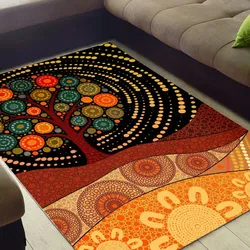 Aboriginal Dot Painting Carpet Rug Tree Red