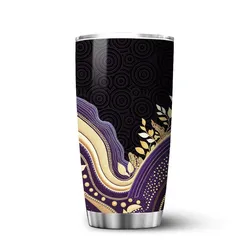Aboriginal Dot Painting Tumbler Running Waterhole Purple Urban
