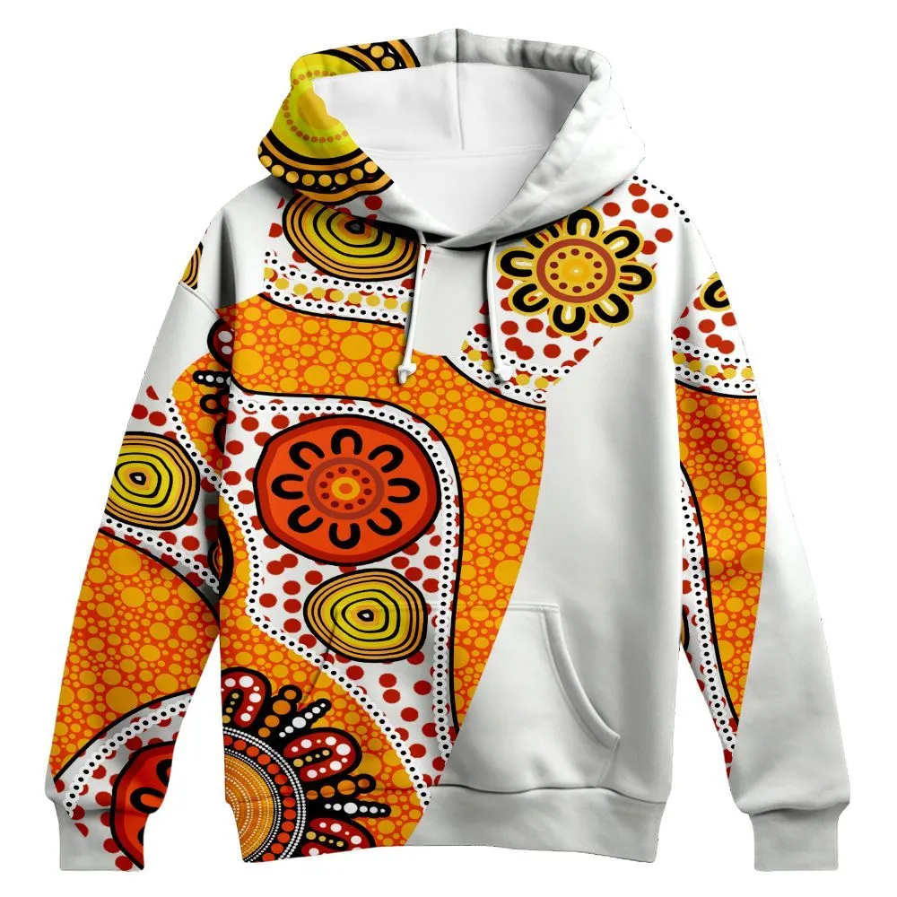 Aboriginal Dot Painting Hoodie Hand Prints Zip Up Hoodie