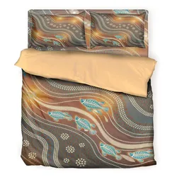 Aboriginal Dot Painting Bedding Set Fish Rarrk