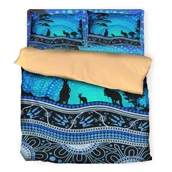 Aboriginal Urban Bedding Set Songlines Of The Sky Blue
