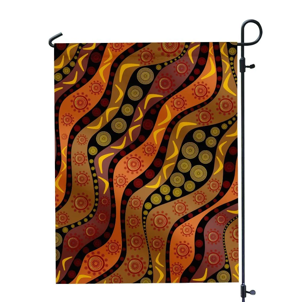 Aboriginal Dot Painting Garden Flag Campsite Earthy Orange
