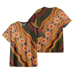 Aboriginal Dot Painting T-Shirt Flowlines Rust