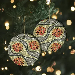 Aboriginal Dot Painting Ornament Koala Olive Green Ceramic Ornament