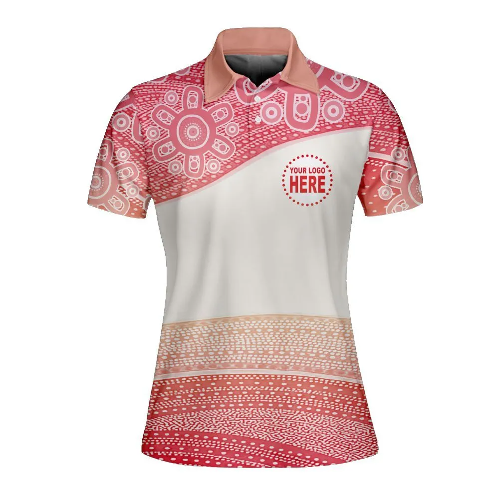Aboriginal Dot Painting Custom Logo Women Polo Shirt Waterhole Pastel