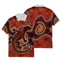 Aboriginal Dot Painting Polo Shirt Goanna 50 Years Of Deadly