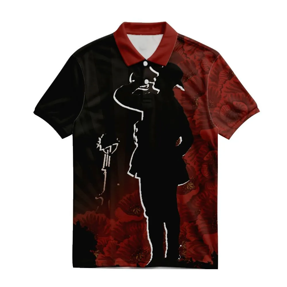 Lest We Forget Polo Shirt Soldiers Red Poppy