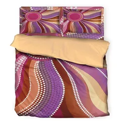 Aboriginal Dot Painting Bedding Set Waterpath Magenta
