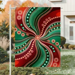 Aboriginal Dot Painting Garden Flag Running Waterhole Red Green