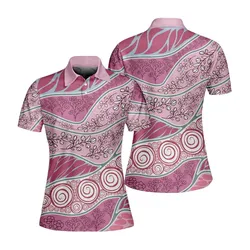 Aboriginal Urban Women Polo Shirt Bush Plant Pink