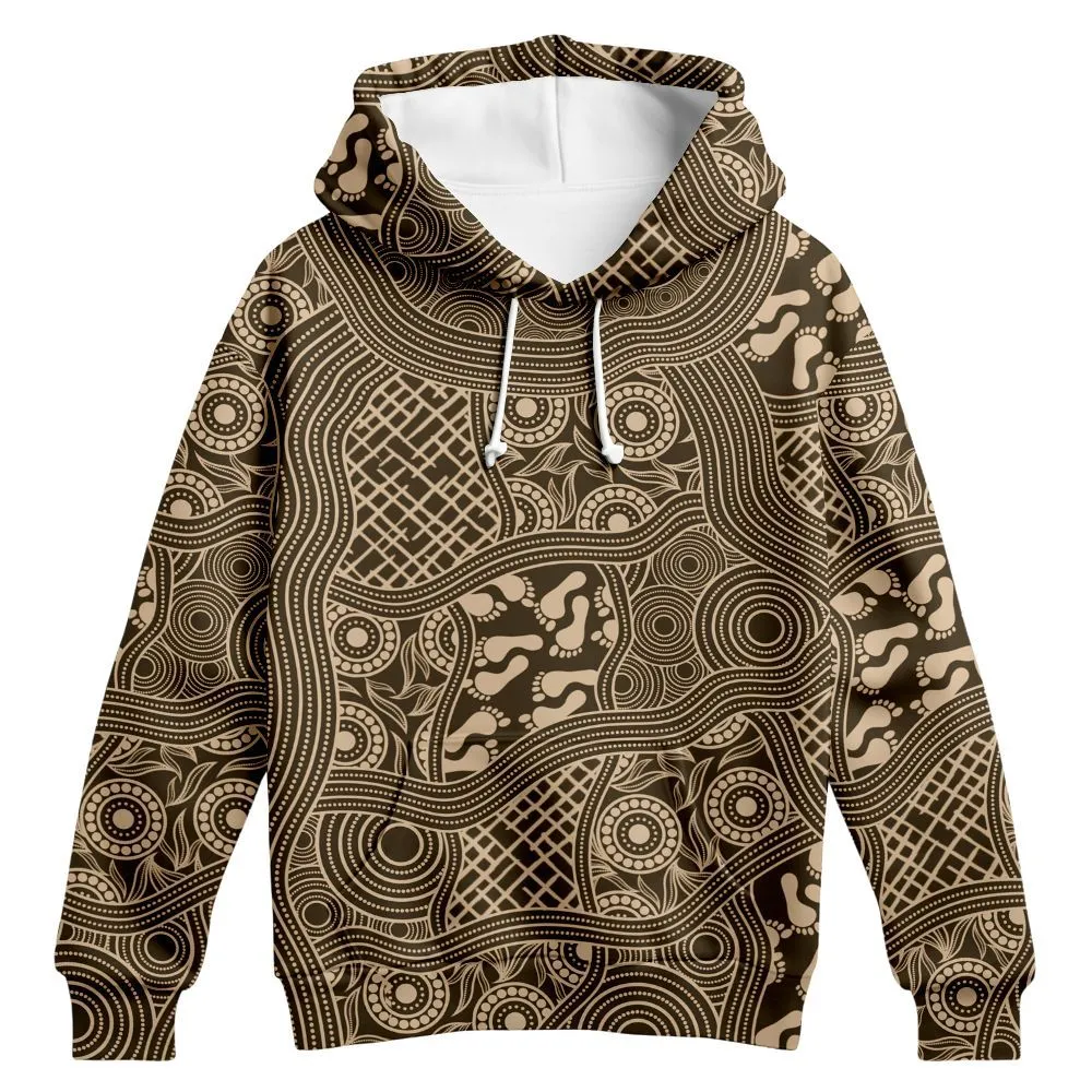 Aboriginal Rarrk Hoodie Pathways Beige Zip Up Hoodie