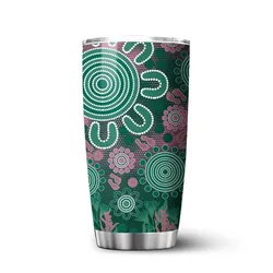 Aboriginal Dot Painting Tumbler Spirit Bushland Deep Green