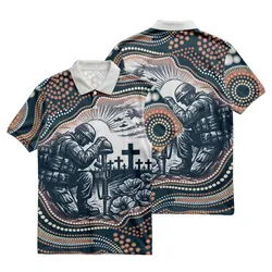 Lest We Forget Polo Shirt Aboriginal Soldier Military Veteran Art