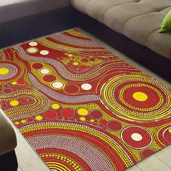 Aboriginal Dot Painting Carpet Rug Circles Of Connection Red