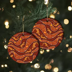Aboriginal Dot Painting Ornament Goanna Red Ceramic Ornament