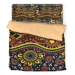 Aboriginal Dot Painting Bedding Sets Water Path Dreaming Yellow