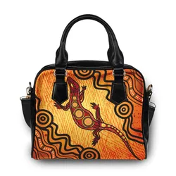 Aboriginal Rarrk Shoulder Handbag Goanna Red Orange
