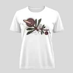 Aboriginal Dot Painting Women Shirt Dragonfly Mauve