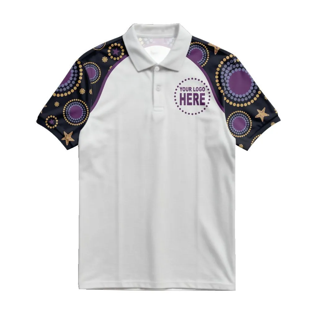 Aboriginal Dot Painting Custom Logo Polo Shirt Ocean Spirits Blue Purple Urban