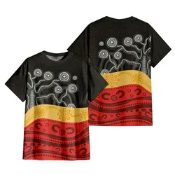Aboriginal Dot Painting T-Shirt Tree And Mountain Black Red