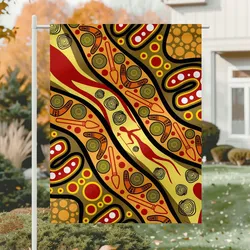 Aboriginal Dot Painting Garden Flag Hunting Journey Ochre