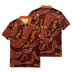 Aboriginal Dot Painting Polo Shirt Goanna Red