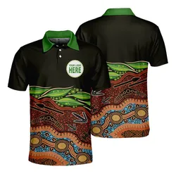 Aboriginal Dot Painting Custom Logo Men's Polo Shirt Hunter Dark Green
