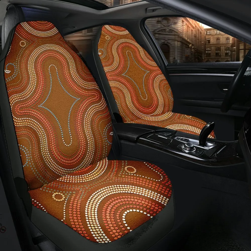 Aboriginal Dot Painting Car Seat Cover Red Earth Paths