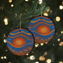 Aboriginal Dot Painting Ornament Sun Urban Ceramic Ornament