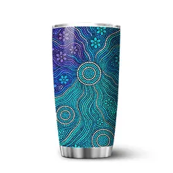 Aboriginal Dot Painting Tumbler Flow Of The Sea Blue