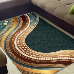 Aboriginal Dot Painting Carpet Rug Golden Waterways