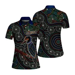 Aboriginal Dot Painting Women Polo Shirt NAIDOC Spirit Kookaburra