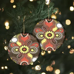 Aboriginal Dot Painting Ornament Red Earth Ceramic Ornament