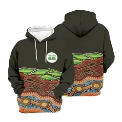 Aboriginal Dot Painting Custom Logo Men's Hoodie Hunter Dark Green Zip Up Hoodie