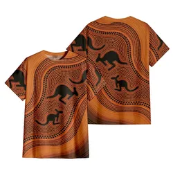Aboriginal Dot Painting T-Shirt Kangaroo Burnt Orange