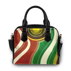 Aboriginal Dot Painting Shoulder Handbag Sun Flow Red And Green