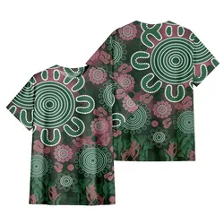 Aboriginal Dot Painting T-Shirt Spirit Bushland Deep Green