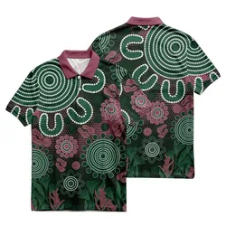 Aboriginal Dot Painting Polo Shirt Spirit Bushland Deep Green