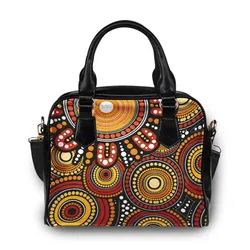 Aboriginal Dot Painting Shoulder Handbag Campsite Red Brown