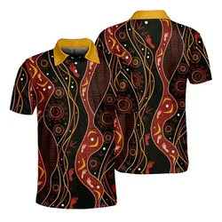Aboriginal Rarrk Men's Polo Shirt Hunting Emu Red