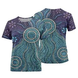 Aboriginal Dot Painting Women T-Shirt Flow Of The Sea Blue