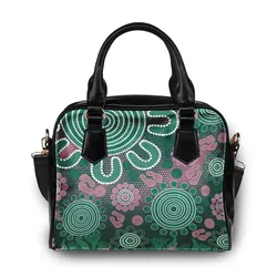 Aboriginal Dot Painting Shoulder Handbag Spirit Bushland Deep Green